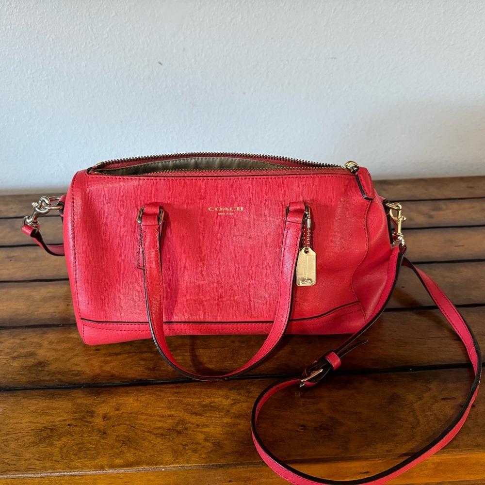 Coach Bright Red Leather Satchel